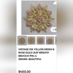 Black Hills 10k/12k Gold Leaf Brooch/Pendant (Hoop On Back).